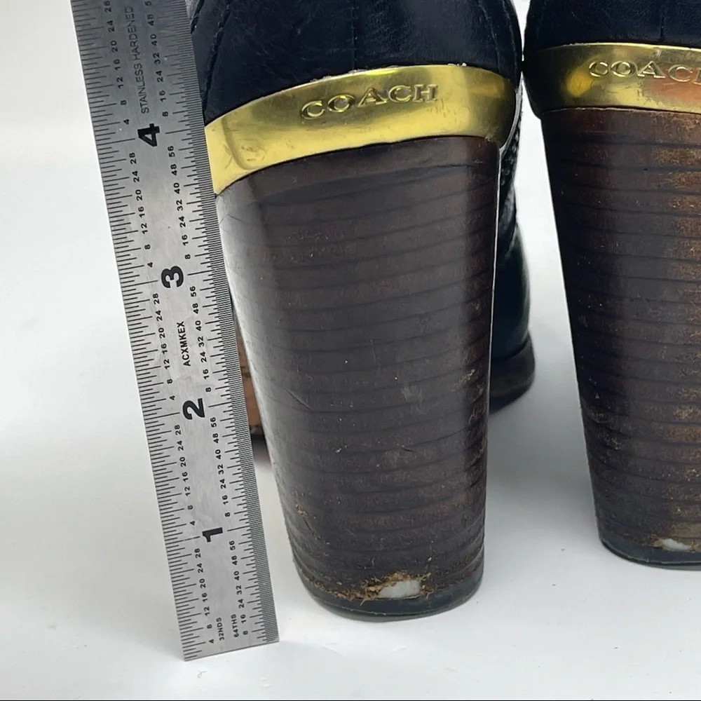 Coach 4” Block Heel Bootie Black Leather Boots bootie Size 7 Hattie wear on heel_8